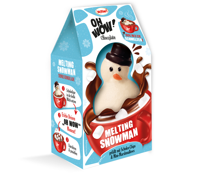OH WOW melting snowman white gefüllt mit Schoko-Chips und Mini-Marshmallows
